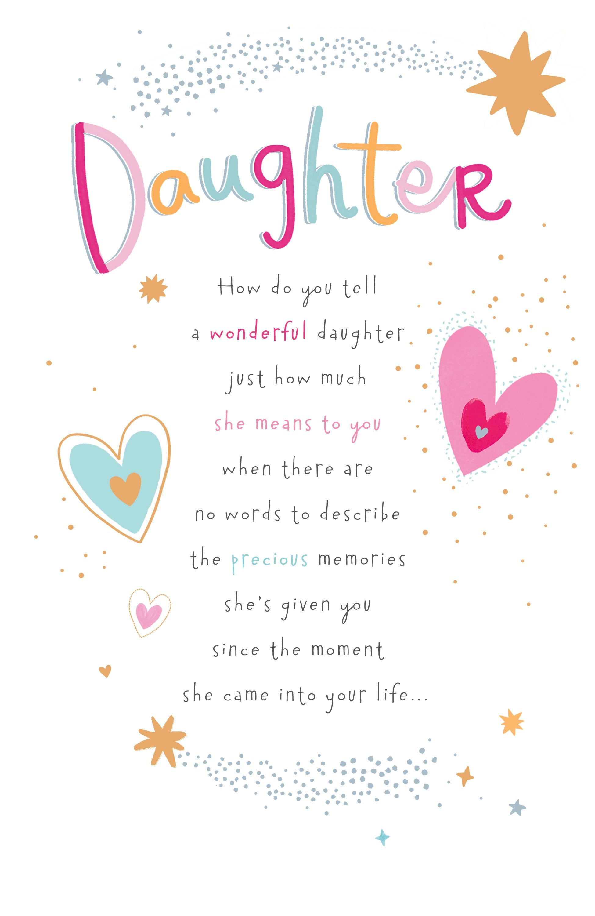 Daughter Birthday Verse Stars and Hearts
