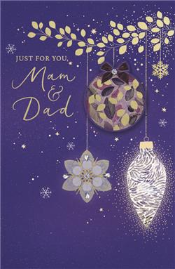 Mam & Dad Festive Hearts Christmas Card