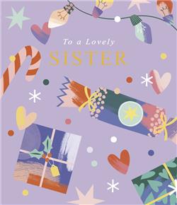 Sister Colourful Festive Gifts Christmas Card