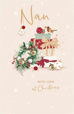 Nan Festive Robin Christmas Card