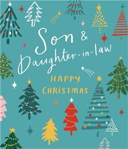 Son & Daughter-in-Law Festive Trees Christmas Card