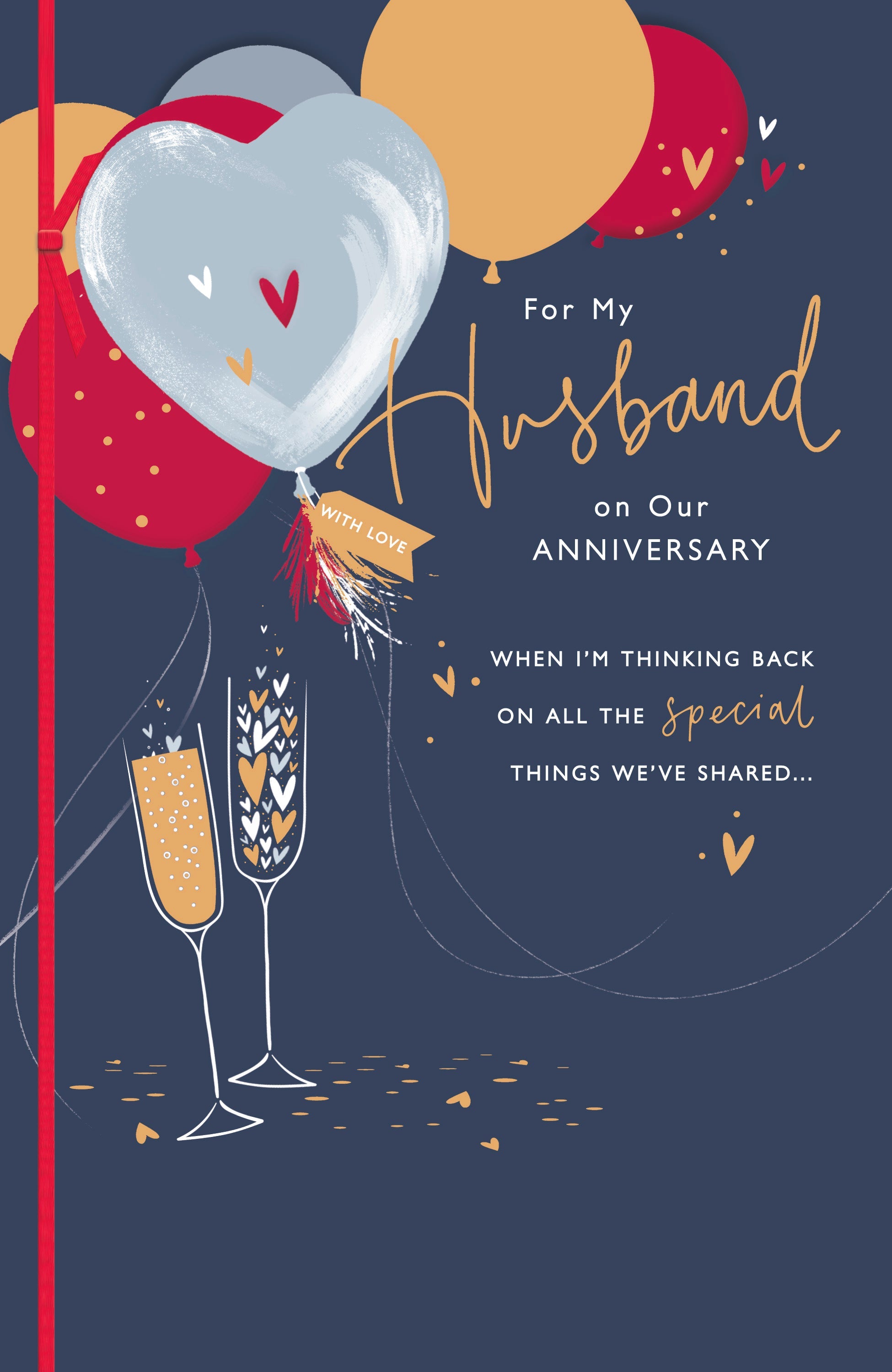Husband Anniversary Card – Elegant Champagne Flutes