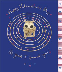 General Valentine's Card Boofle Blue Labyrinth Design