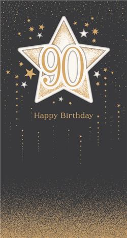 90th Birthday Elegant Trifold Black Gold