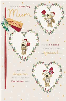 Mum Boofle Festive Hearts Christmas Card