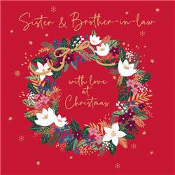 Sister & Brother-in-Law Festive Wreath Christmas Card