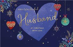 Husband Blue Festive Heart Christmas Card