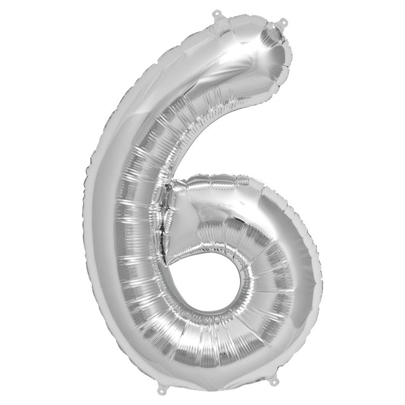 Supersize Silver Foil Balloon Nr. 6