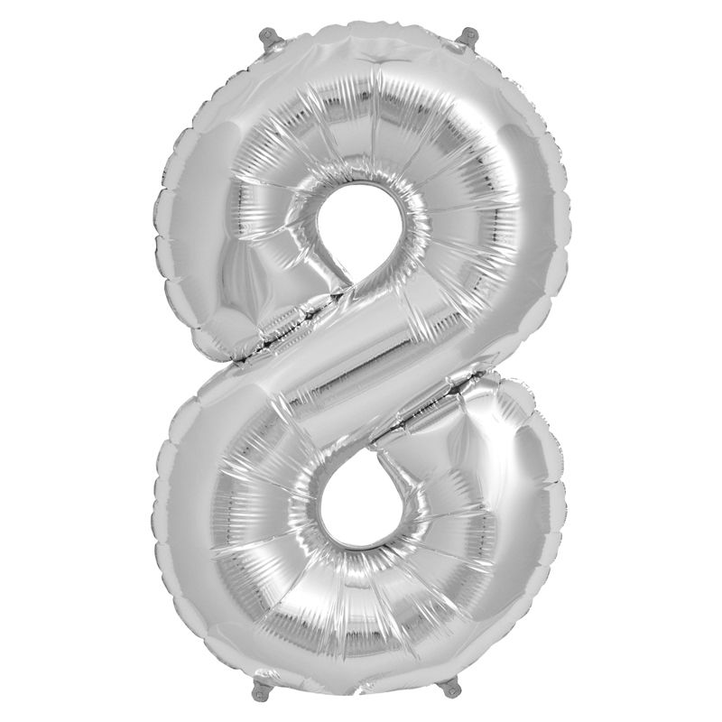 Supersize Silver Foil Balloon Nr. 8