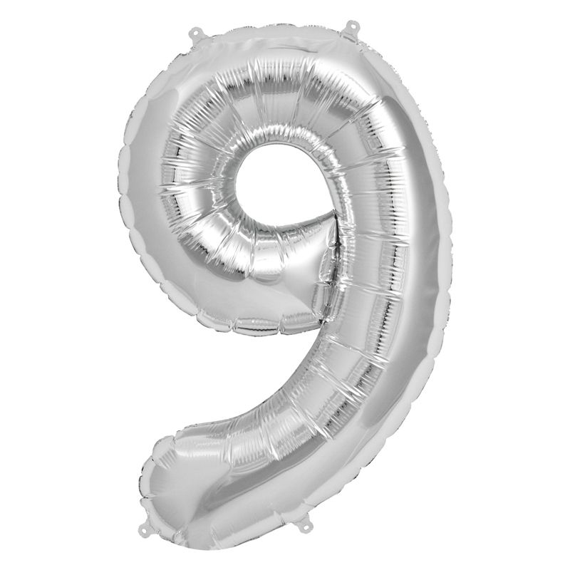 Supersize Silver Foil Balloon Nr. 9