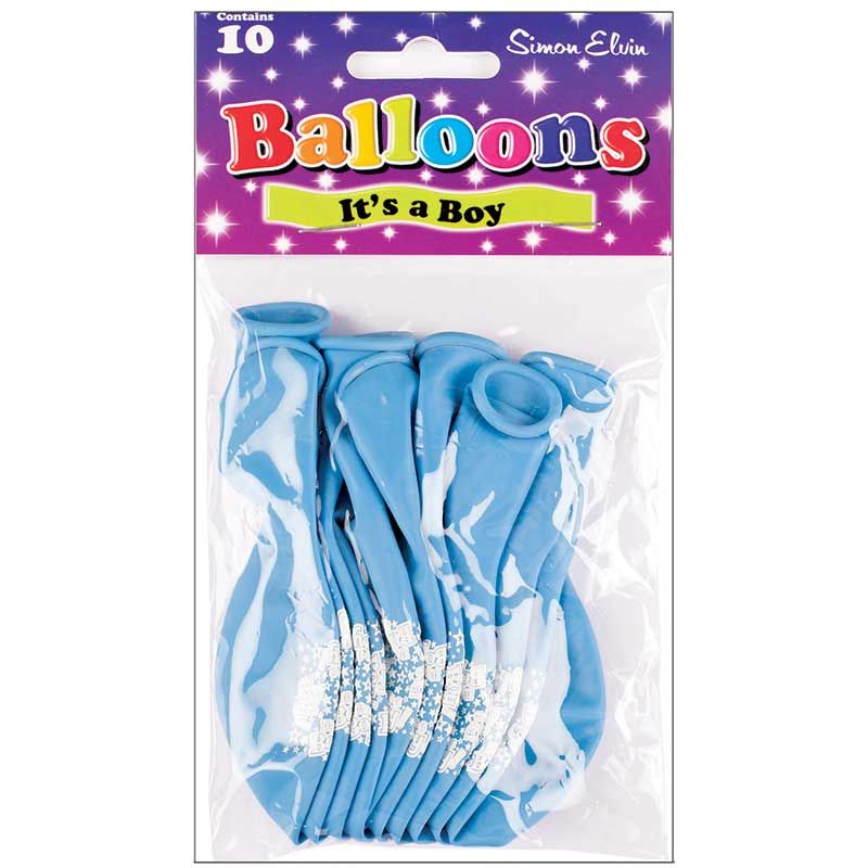 Pack 10 Baby Boy Latex Balloons