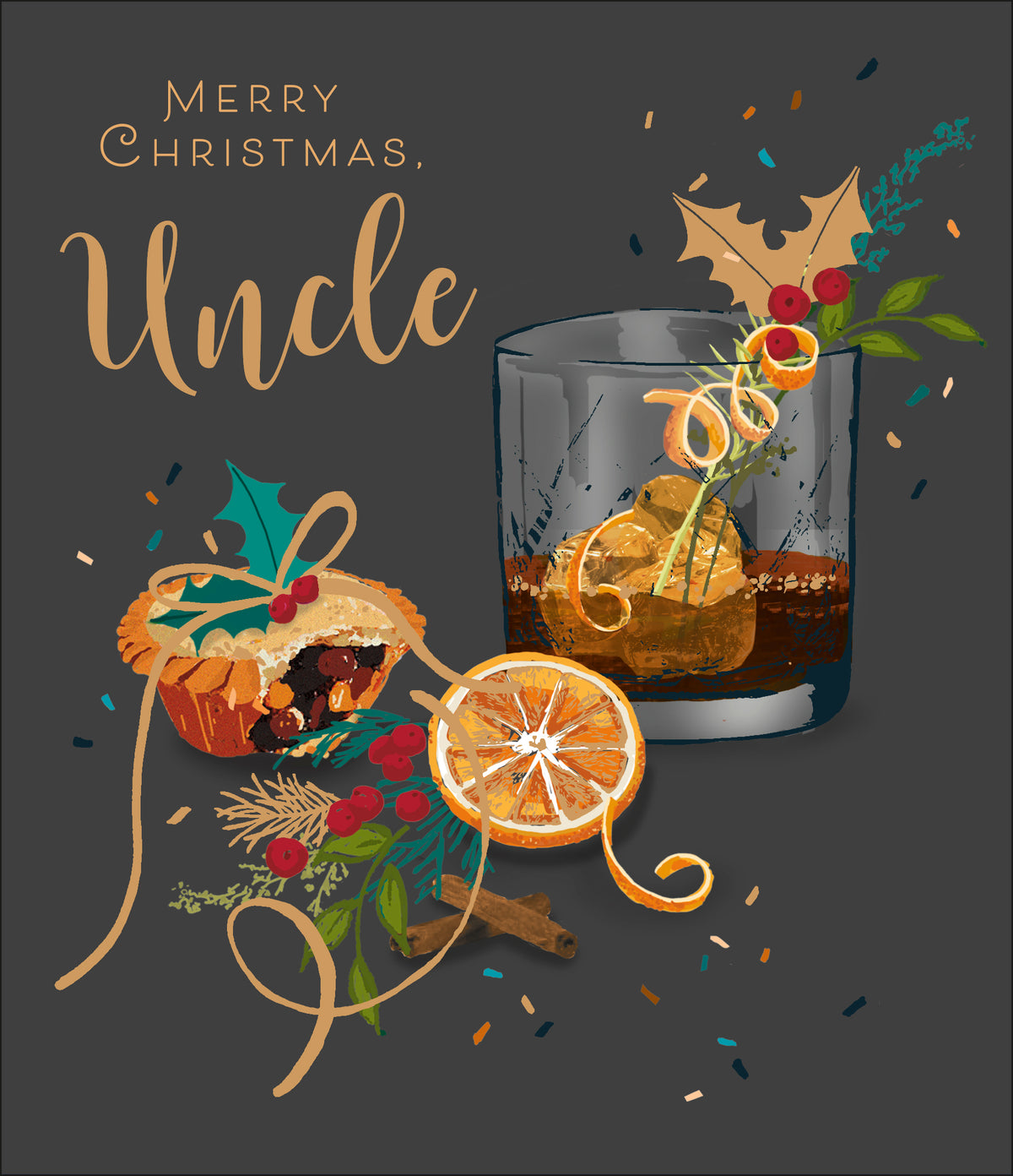 Uncle Christmas Elegant Drink And Mince Pie