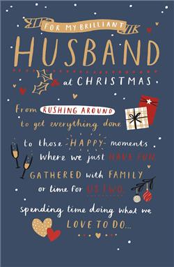 Husband Modern Festive Typography Christmas Card