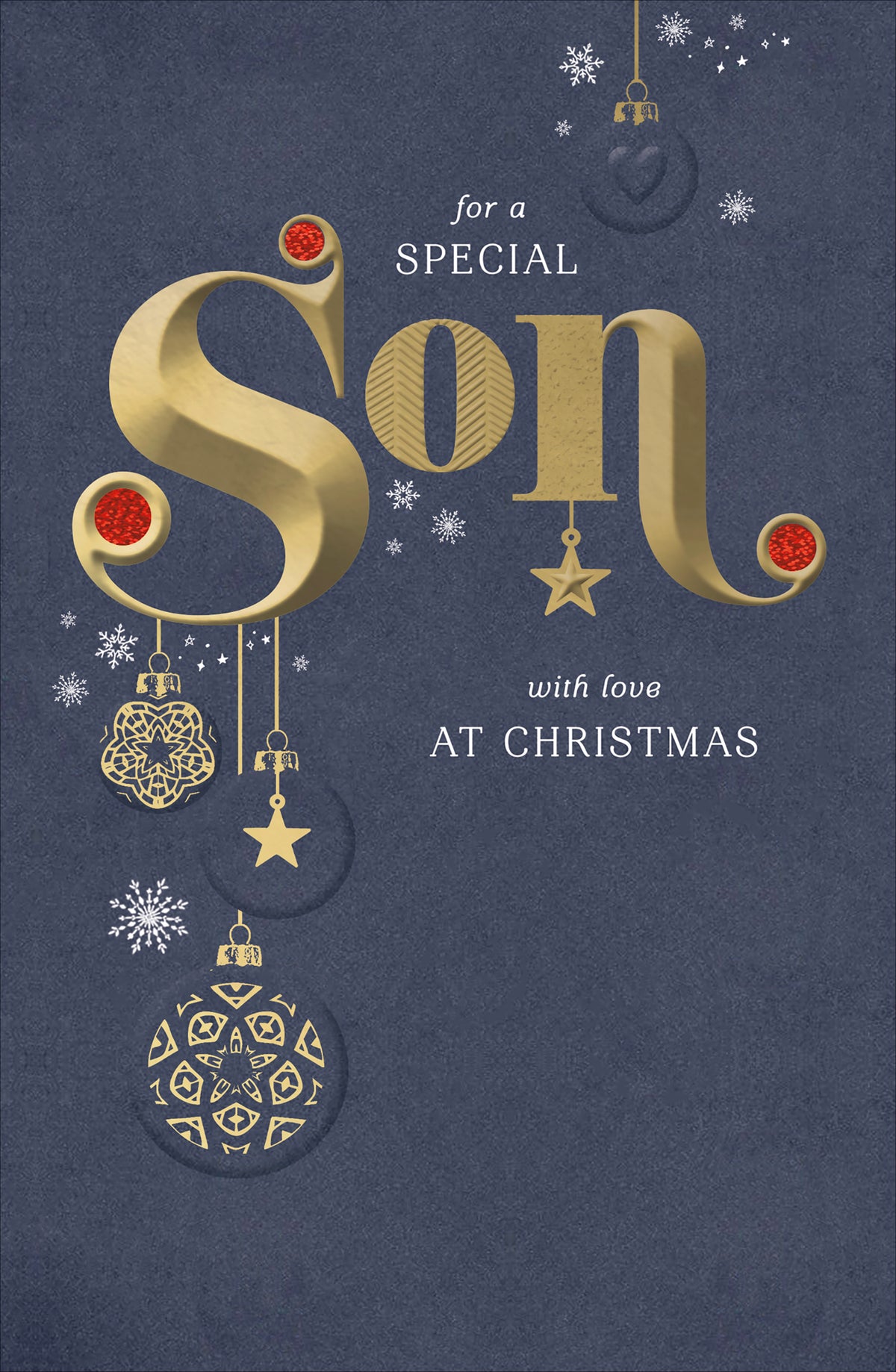 Son Christmas Elegant Gold Writing On Blue Background