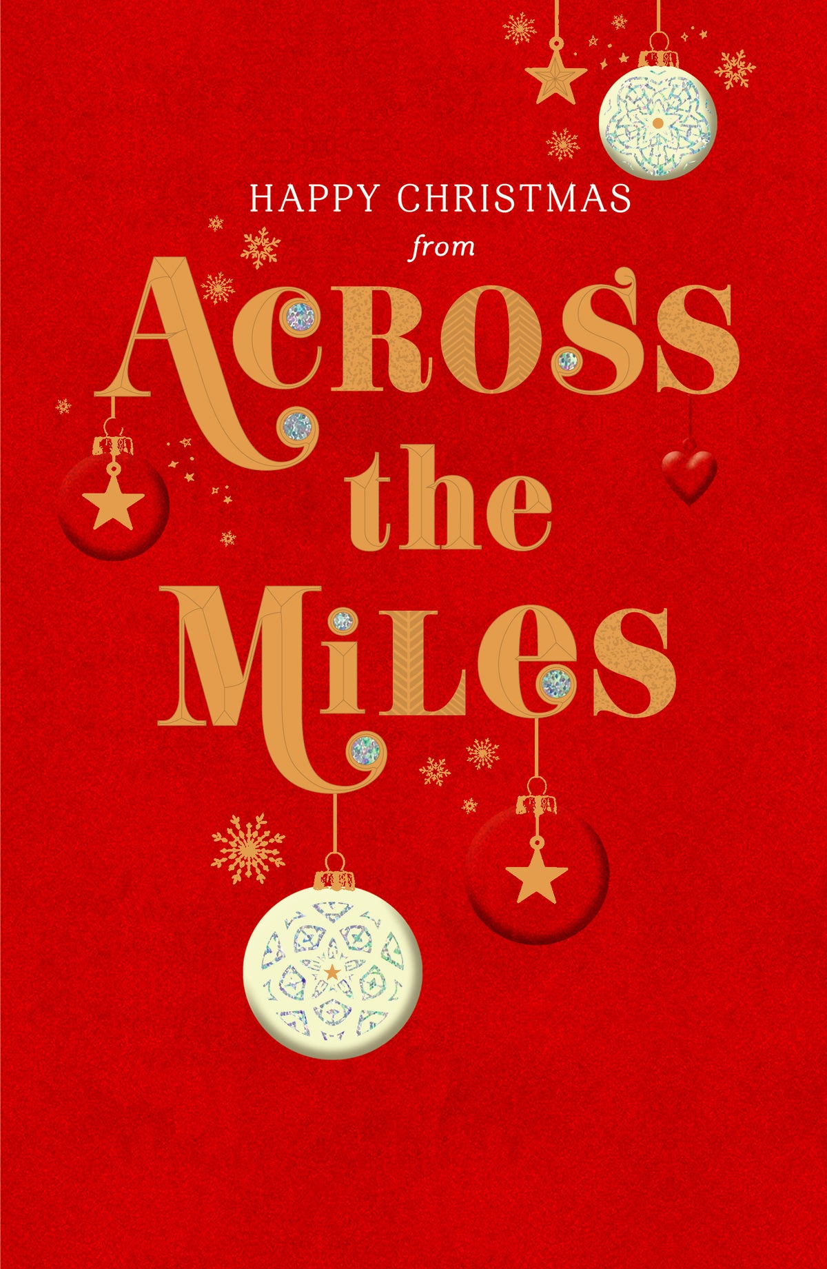 Across The Miles Elegant Gold Writing On Red Background
