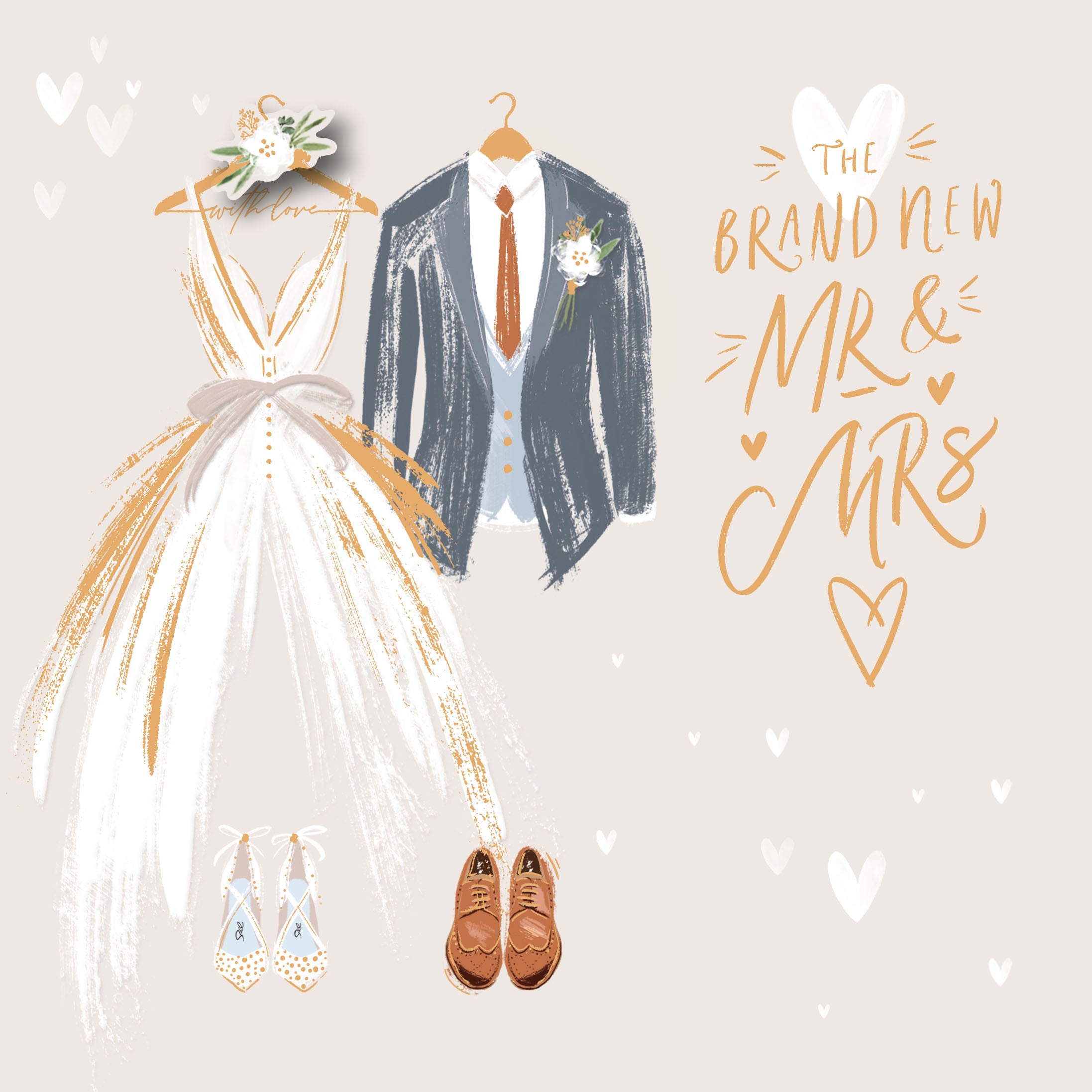 Wedding Card – Brand New Mr & Mrs Dress & Suit