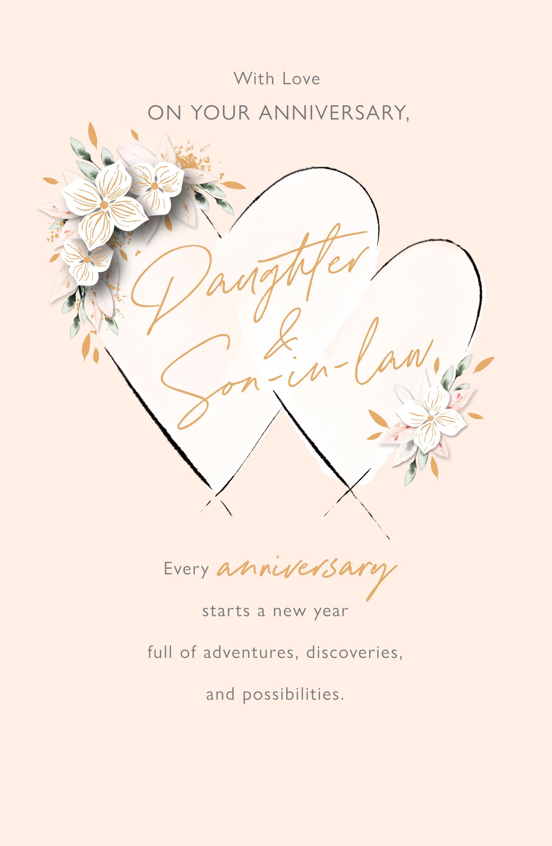 Daughter And Son-in-law Anniversary Card - Delicated Hearts Design