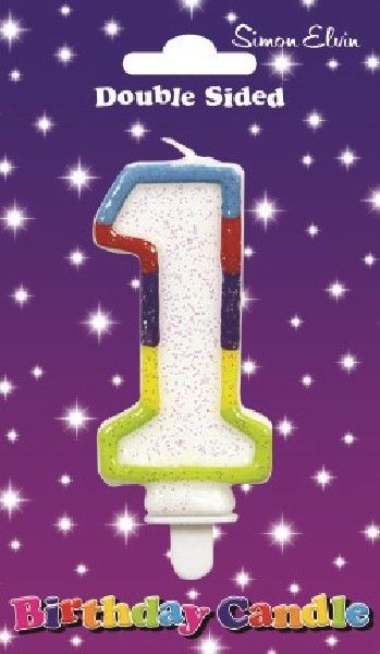 Rainbow Glitter Number 1 Candle
