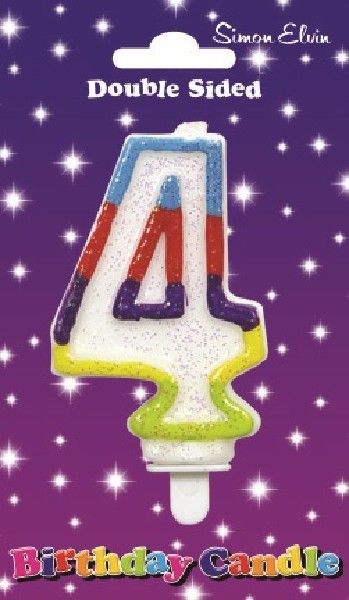 Rainbow Glitter Number 4 Candle