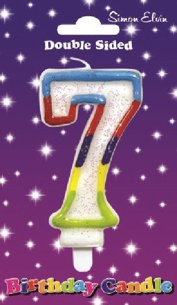 Rainbow Glitter Number 7 Candle