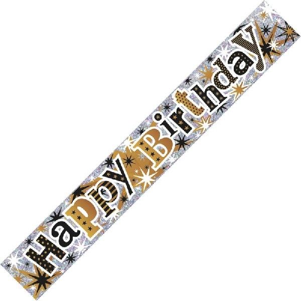 Happy Birthday Banner Black and Gold