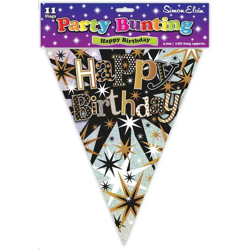 Happy Birthday Bunting Black and Gold