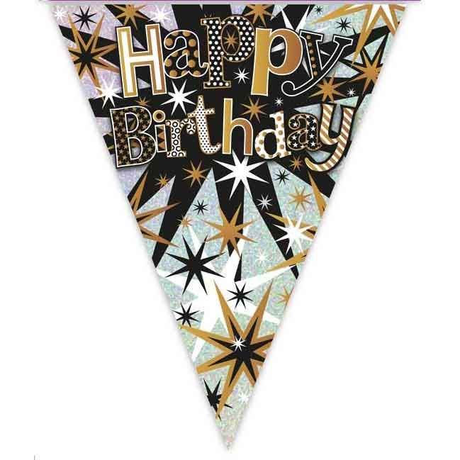 Happy Birthday Bunting Black and Gold