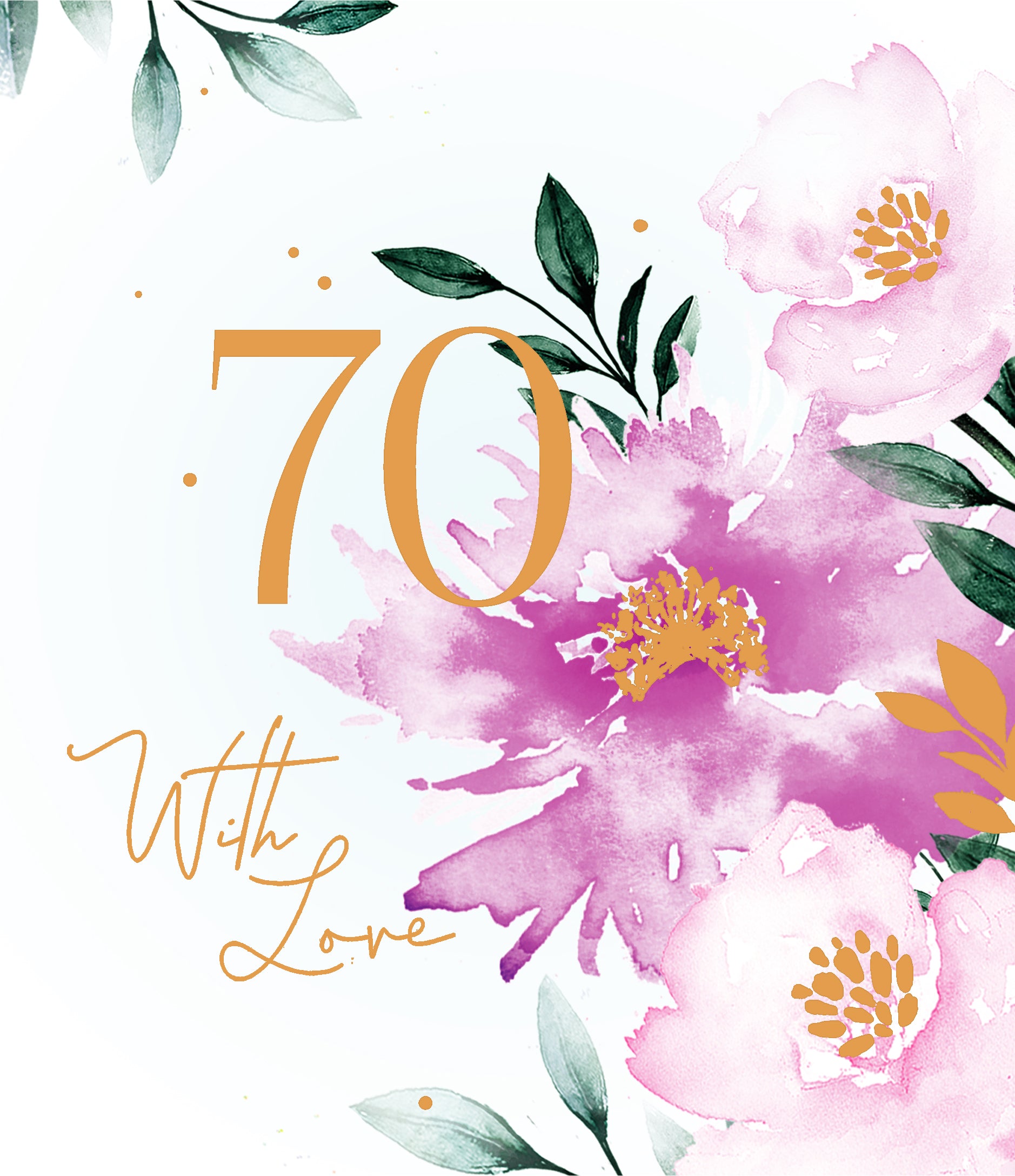 Happy 70th Birthday Card- Flowers