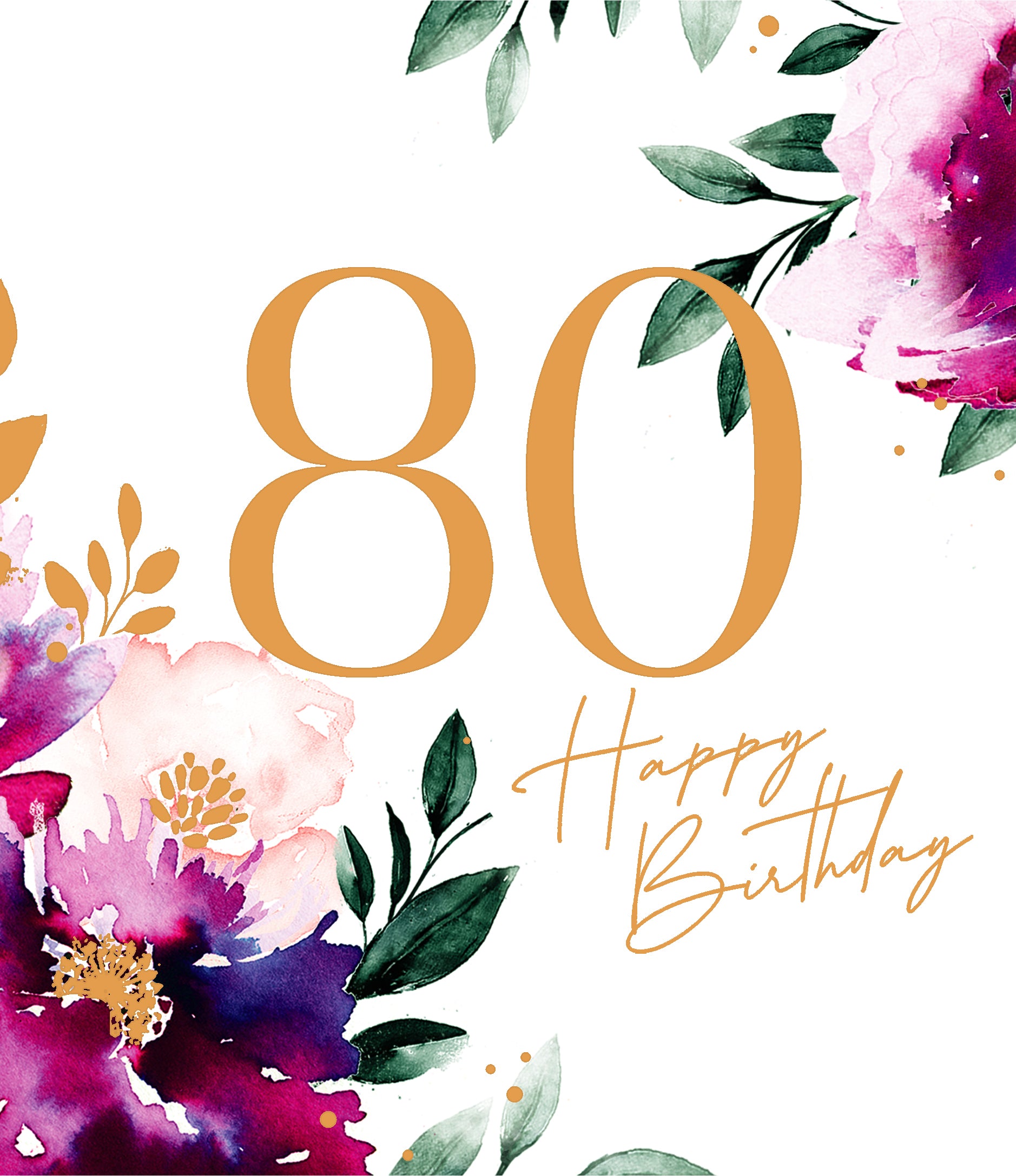 Happy 80th Birthday Card - Flowers