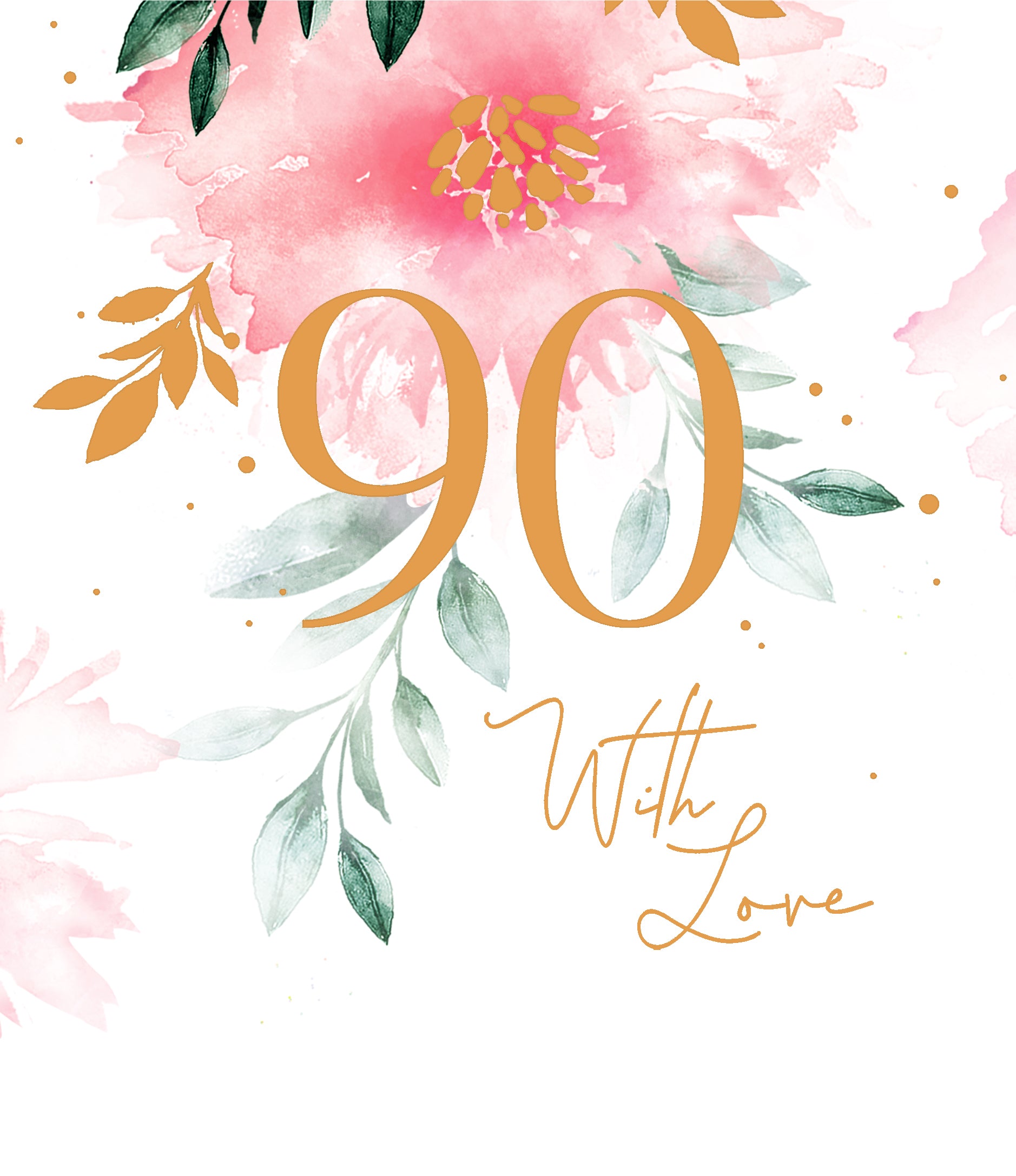 Happy 90th Birthday Card - Flowers