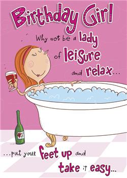 Happy Birthday Card Wine and Glasses