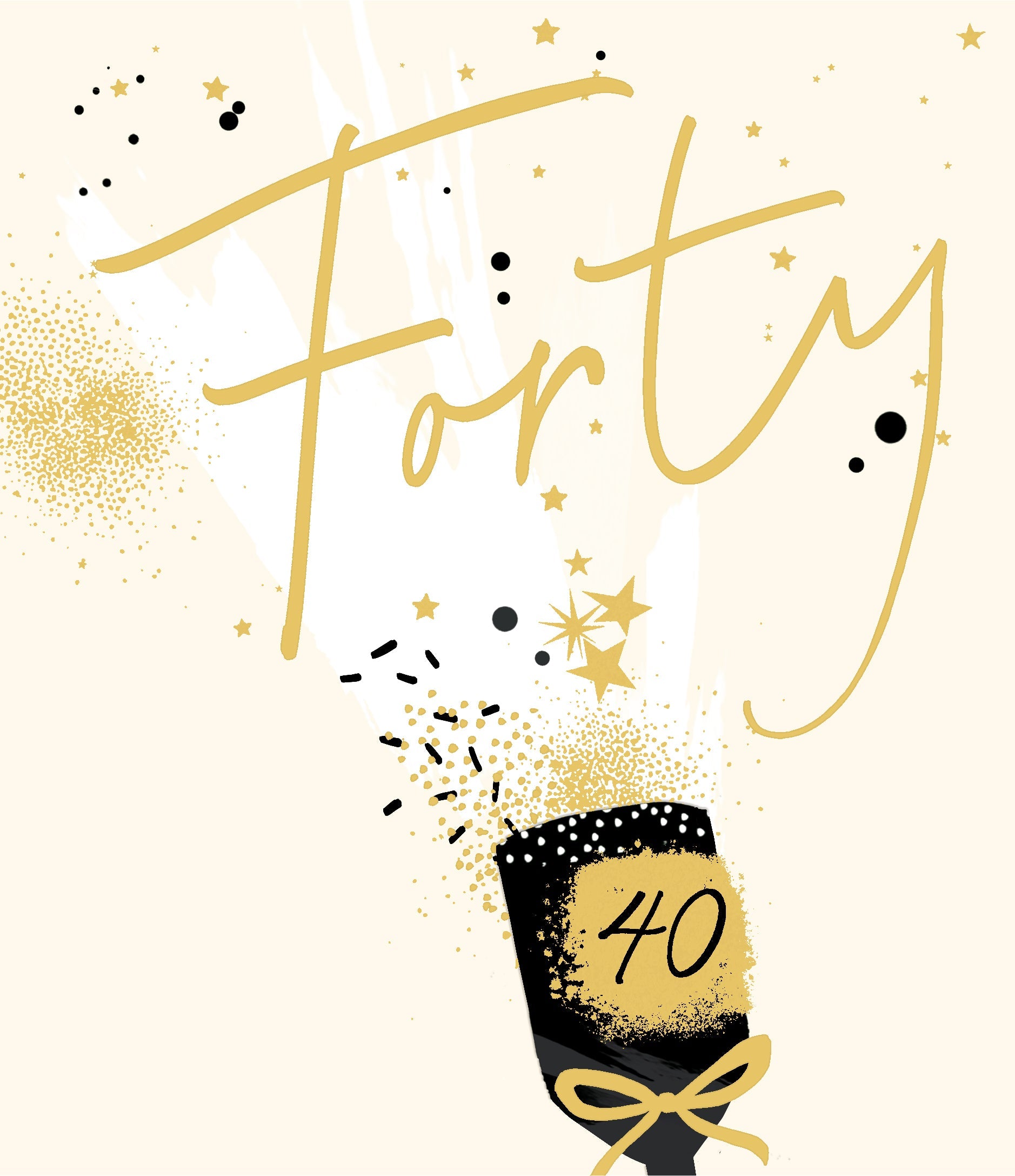Happy 40th Birthday Card - Gold Party Popper