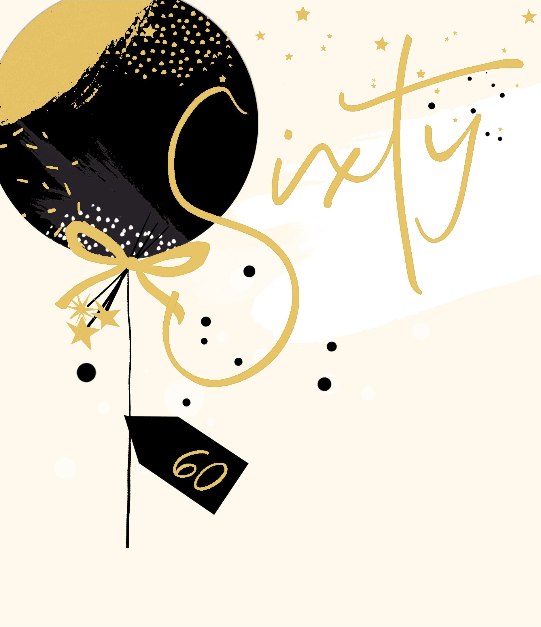 Happy 60th Birthday Card - Gold Balloon