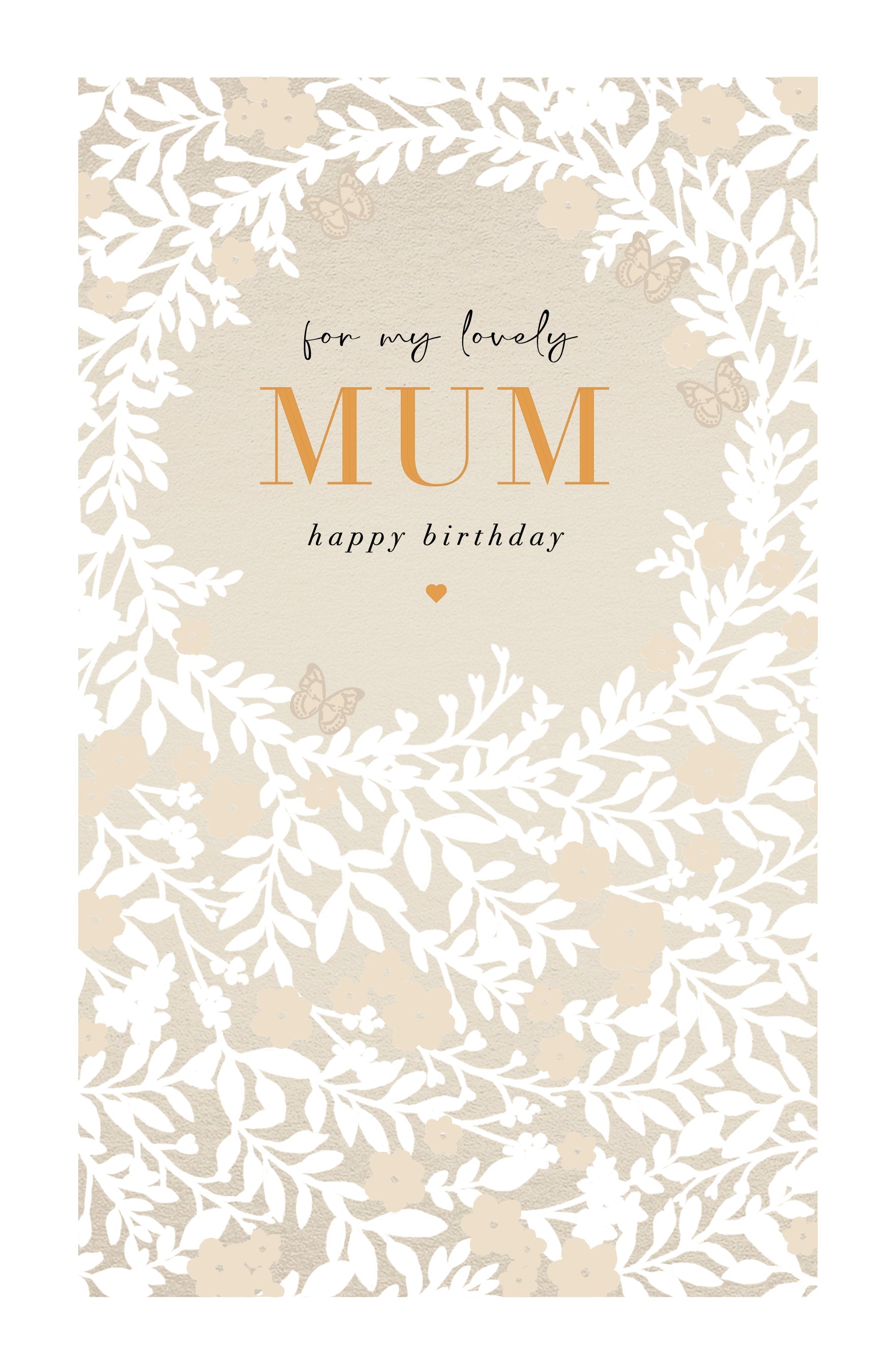 Mum Birthday White Pattern Leaves