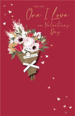 One I Love Valentine's Card Bunch of Flowers Design