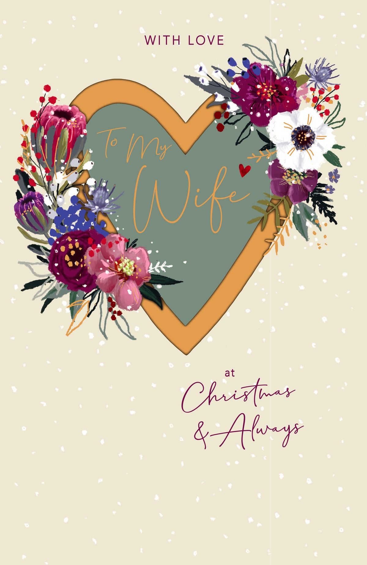 Wife Christmas Heart And Flowers