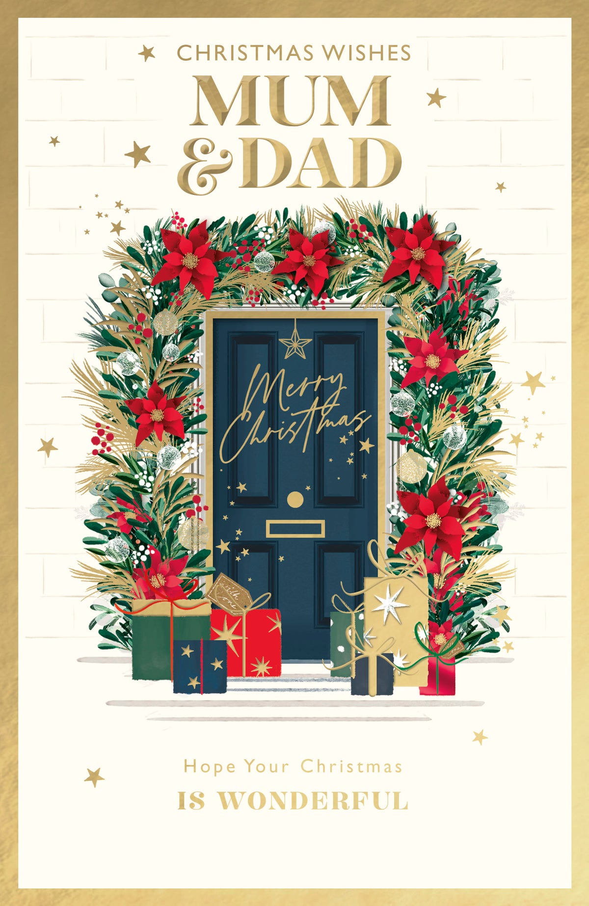 Mum & Dad Traditional Christmas Door Christmas Card