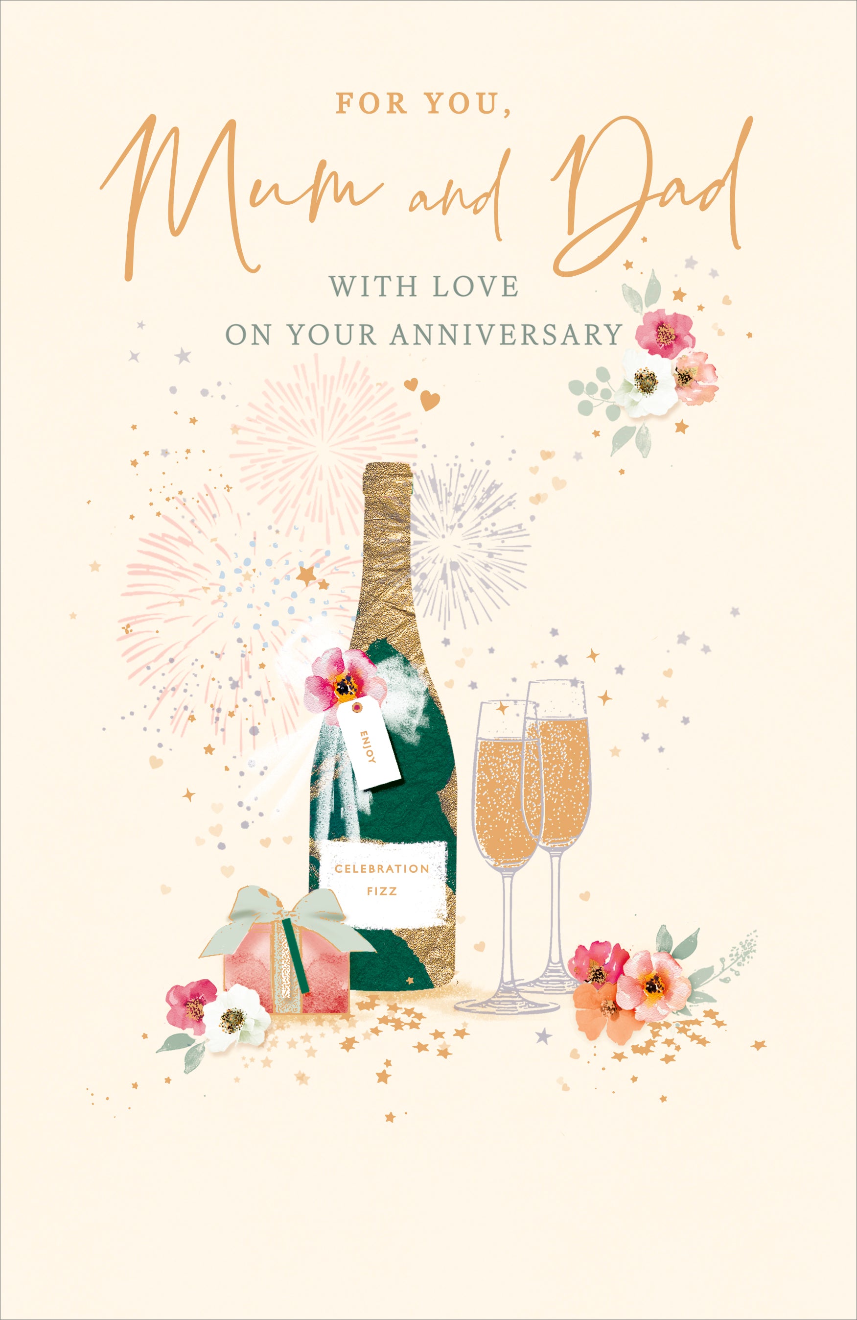 Mum And Dad Anniversary Card - Champagne & Glasses