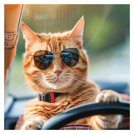 Cool Cat with Sunglasses Driving Card