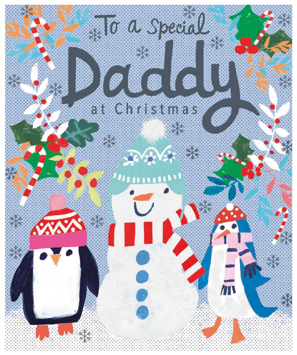 Daddy Snowman & Festive Characters Christmas Card