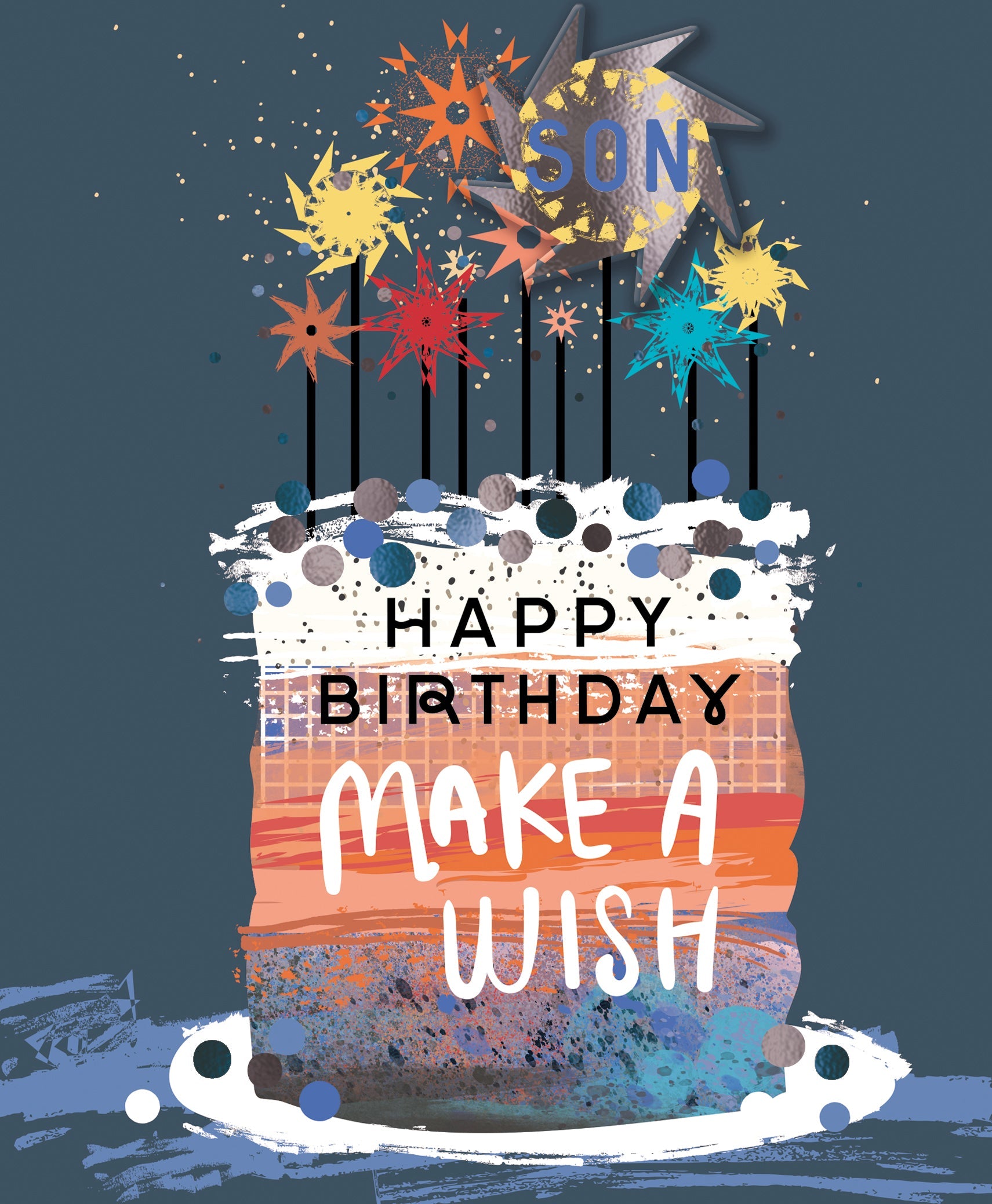 Birthday Son Cake and Sparklers