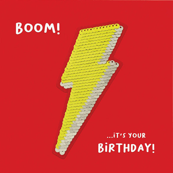 Lightning Happy Birthday Sequin Card