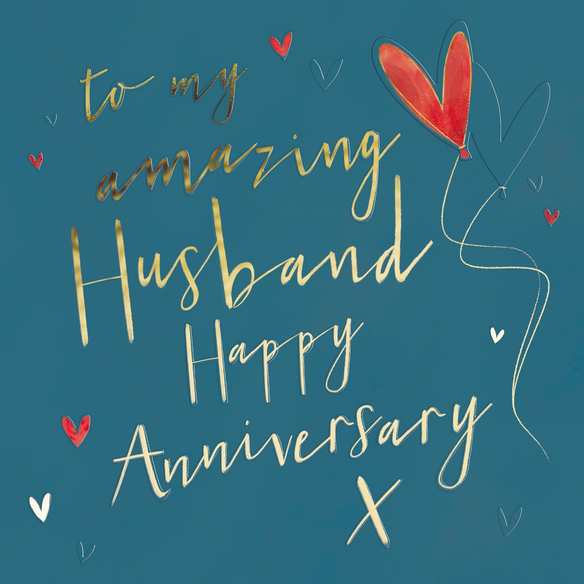 Husband Anniversary Card – Modern Square Gold Writing