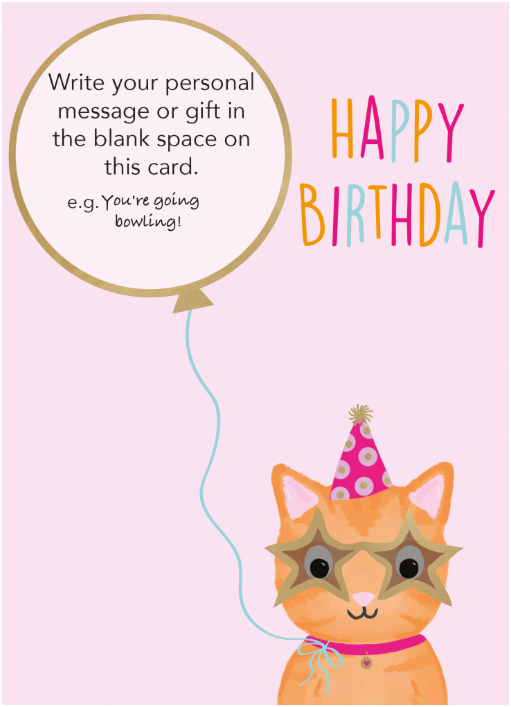 Cat & Balloon Personalised Birthday Card