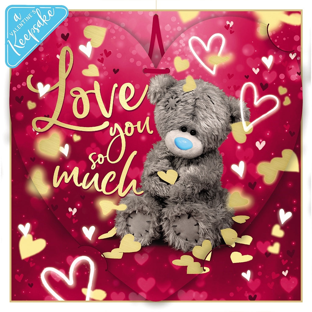 General Valentine's Card Tatty Teddy Sat Holding Heart Design