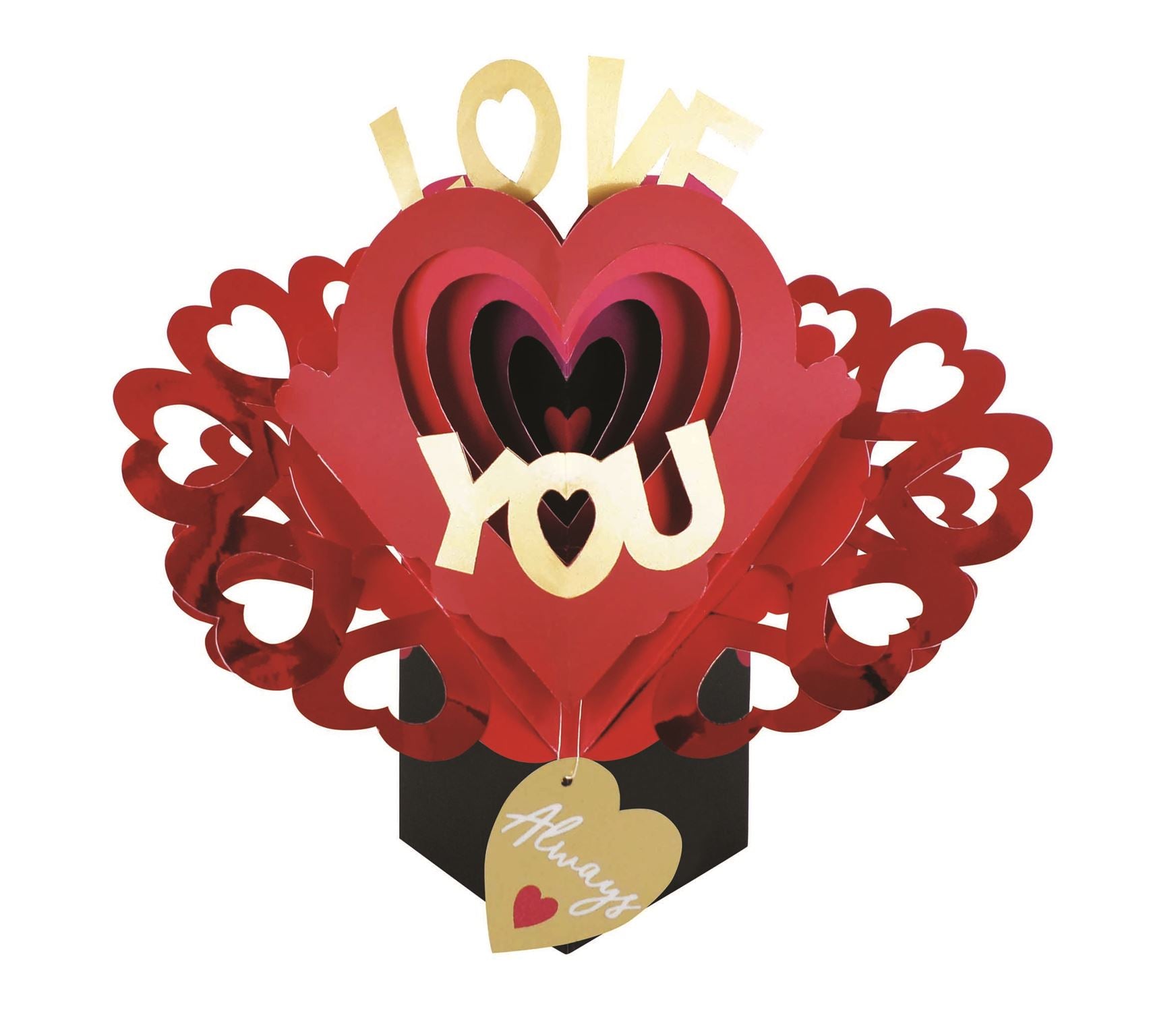 Happy Valentine's Day - LOVE YOU Tunnel With Hearts Pop Up Card