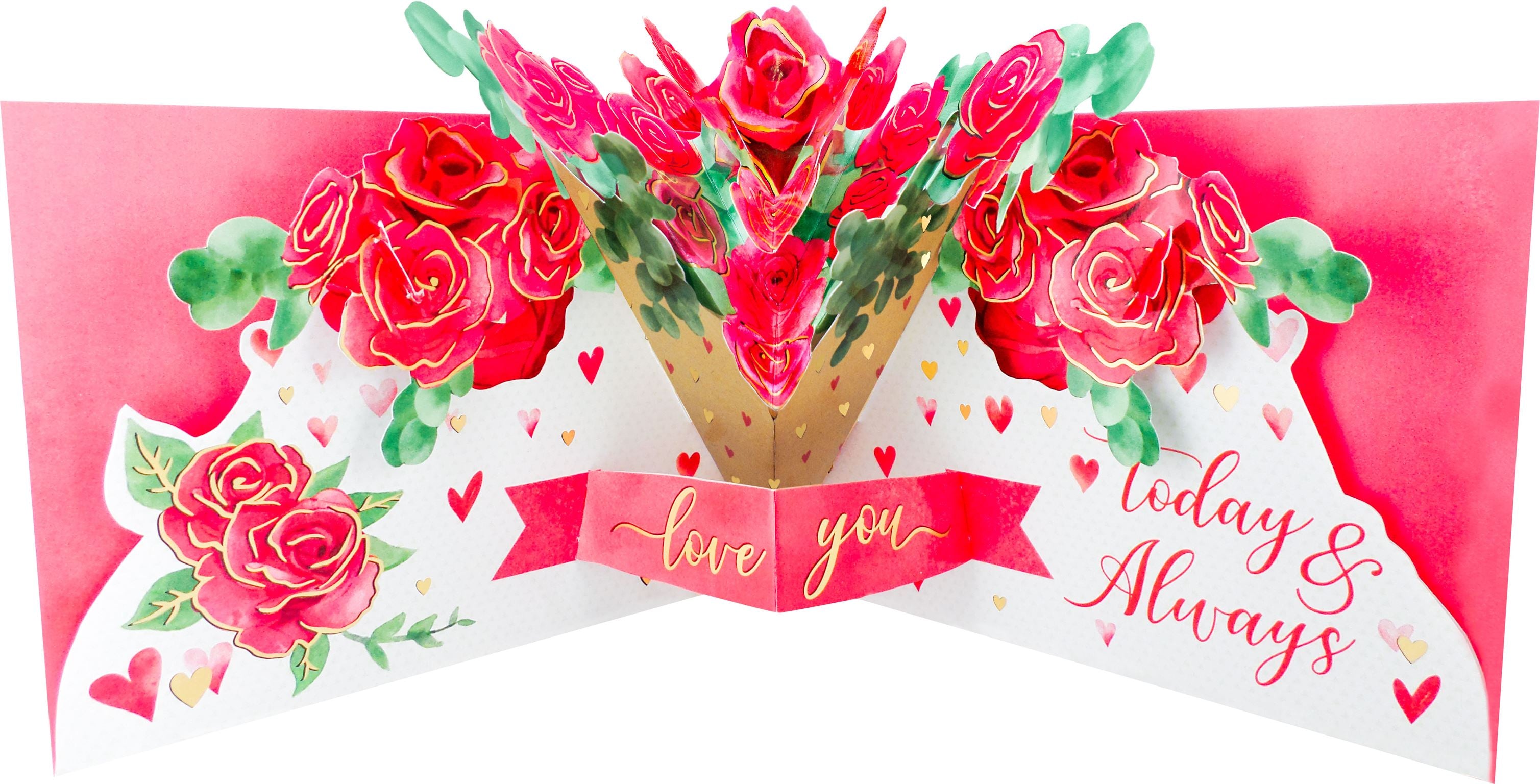 Happy Valentine's Day - Bouquet of Roses Pop Up Card