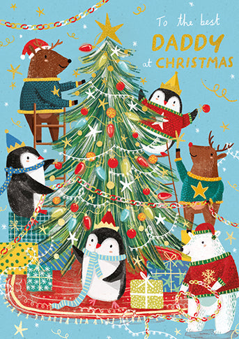 Cute Animals Decorating The Tree Daddy