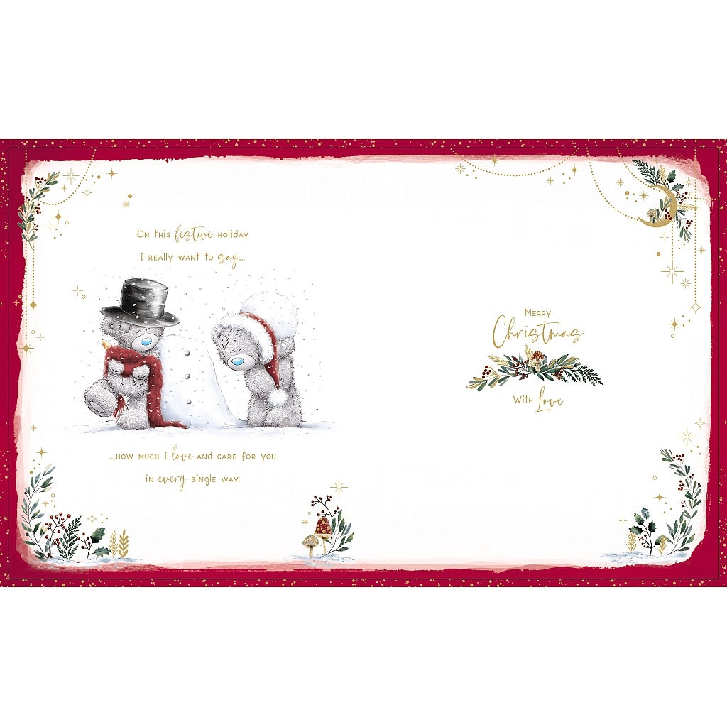 Handmade Boxed Card - Boyfriend Bears And Snowman