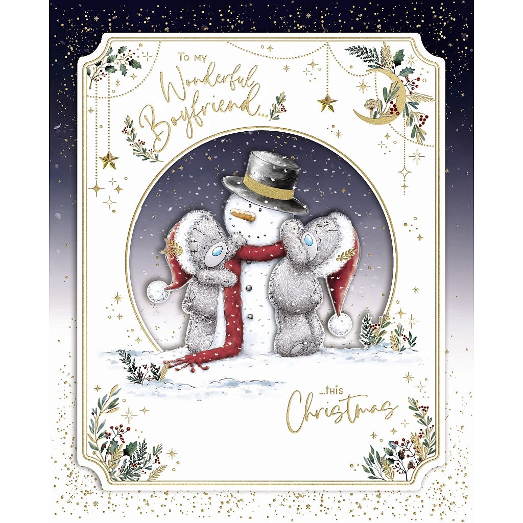 Handmade Boxed Card - Boyfriend Bears And Snowman